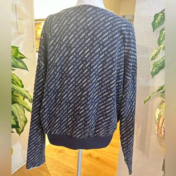 Juicy Couture Print navy sweater w’s size L - Picture 4 of 8